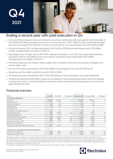 Thumbnail Electrolux Quarterly Report 2021-q4