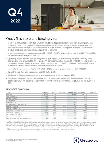 Thumbnail Electrolux Quarterly Report 2022-q4