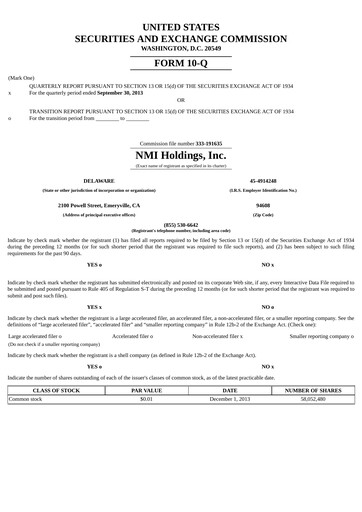 Thumbnail NMI Holdings
 Quarterly Report 2013-q3