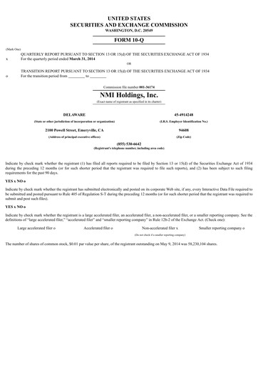 Thumbnail NMI Holdings
 Quarterly Report 2014-q1
