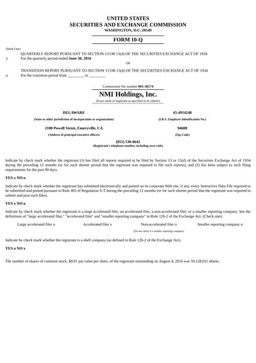 Thumbnail NMI Holdings
 Quarterly Report 2016-q2