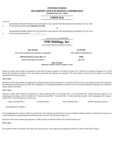 Thumbnail NMI Holdings
 Quarterly Report 2018-q3