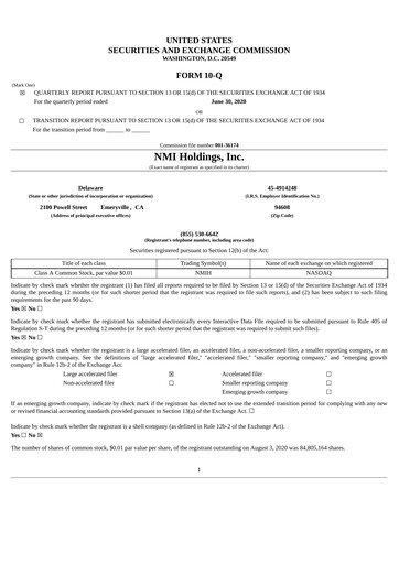 Thumbnail NMI Holdings
 Quarterly Report 2020-q2
