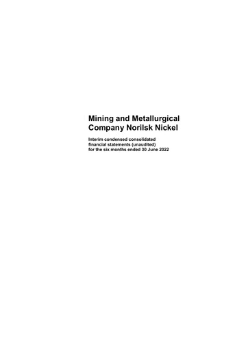 Thumbnail Nornickel Half-year Report 2022-h1