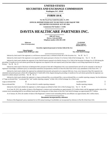 Thumbnail DaVita Annual Report 2015