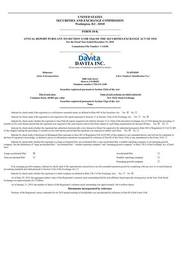Thumbnail DaVita Annual Report 2018