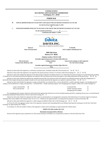 Thumbnail DaVita Annual Report 2021