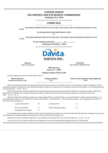 Thumbnail DaVita Quarterly Report 2021-q1