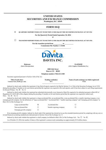 Thumbnail DaVita Quarterly Report 2024-q3