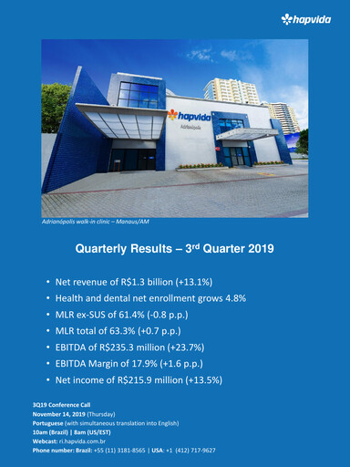 Miniature Hapvida Rapport trimestriel 2019-q3