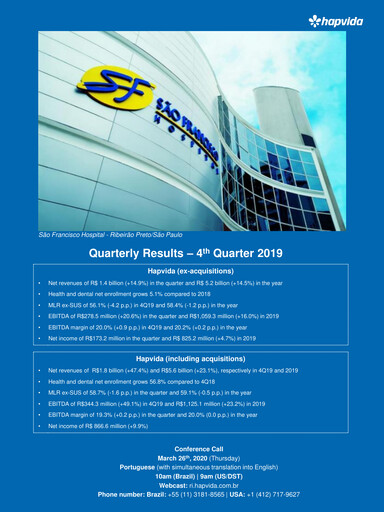 Miniature Hapvida Rapport trimestriel 2019-q4