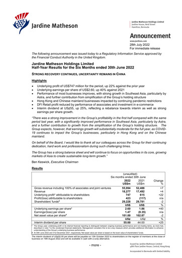Thumbnail Jardine Matheson Half-year Report 2022-h1