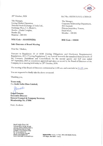 Thumbnail Asahi India Glass Half-year Report 2024-h1