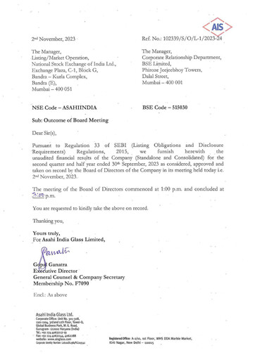 Thumbnail Asahi India Glass Quarterly Report 2023-q2