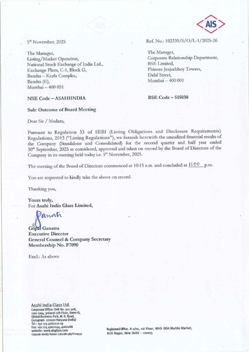 Thumbnail Asahi India Glass Quarterly Report 2025-q2