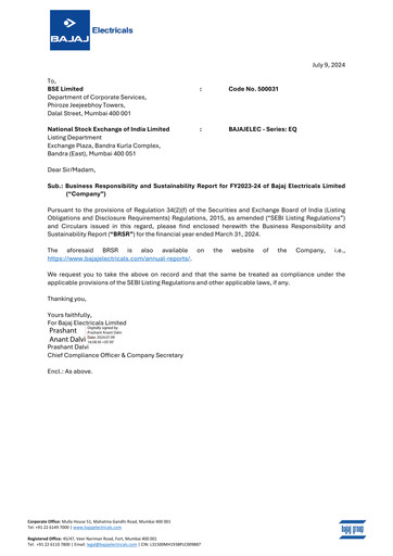 Thumbnail Bajaj Electricals
 ESG Report 2023-2024