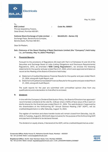 Thumbnail Bajaj Electricals
 Quarterly Report 2023-q4