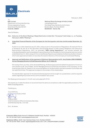 Thumbnail Bajaj Electricals
 Quarterly Report 2024-q3