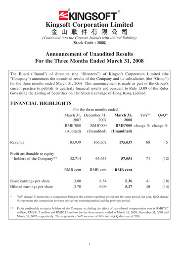 Thumbnail Kingsoft Quarterly Report 2008-q1