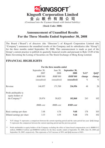 Thumbnail Kingsoft Quarterly Report 2008-q3