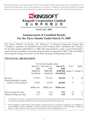 Thumbnail Kingsoft Quarterly Report 2009-q1
