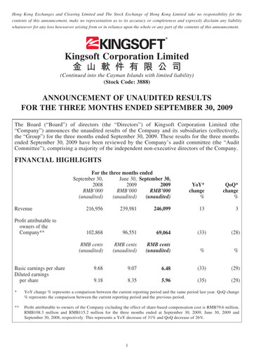 Thumbnail Kingsoft Quarterly Report 2009-q3