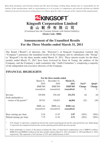 Thumbnail Kingsoft Quarterly Report 2011-q1