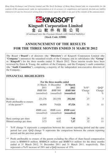 Thumbnail Kingsoft Quarterly Report 2012-q1