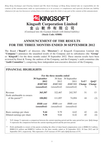 Thumbnail Kingsoft Quarterly Report 2012-q3