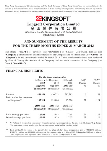 Thumbnail Kingsoft Quarterly Report 2013-q1