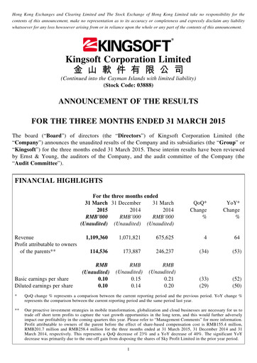Thumbnail Kingsoft Quarterly Report 2015-q1