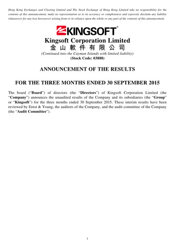 Thumbnail Kingsoft Quarterly Report 2015-q3