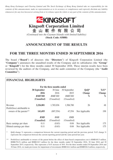 Thumbnail Kingsoft Quarterly Report 2016-q3
