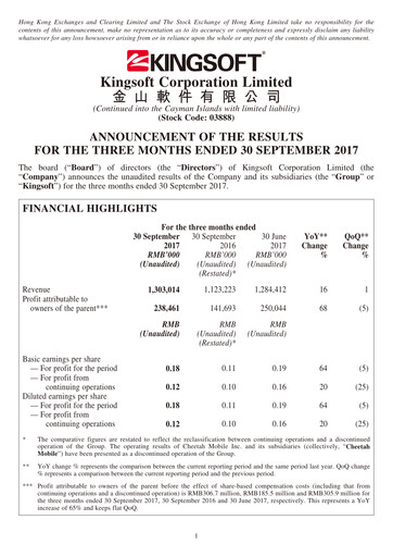 Thumbnail Kingsoft Quarterly Report 2017-q3