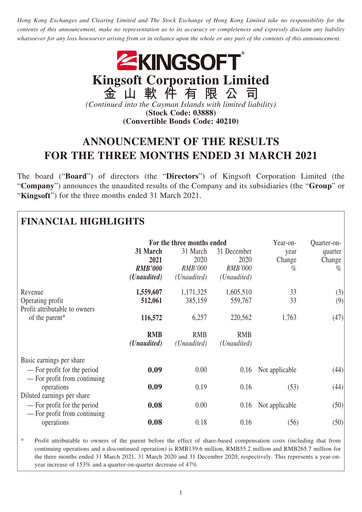 Thumbnail Kingsoft Quarterly Report 2021-q1