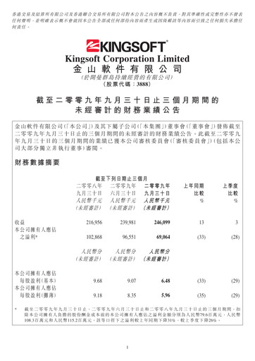 Thumbnail Kingsoft Quarterly Report 2009-q3