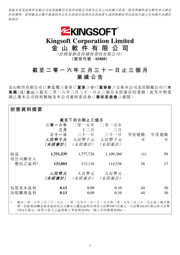 Thumbnail Kingsoft Quarterly Report 2016-q1