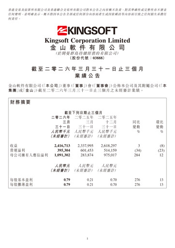 Thumbnail Kingsoft Quarterly Report 2026-q1