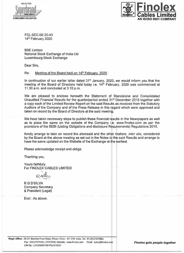 Miniature Finolex Cables
 Rapport trimestriel 2019-q3