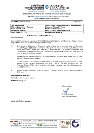 Thumbnail Engineers India
 Quarterly Report 2021-q1