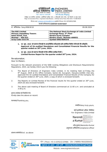 Thumbnail Engineers India
 Quarterly Report 2024-q1