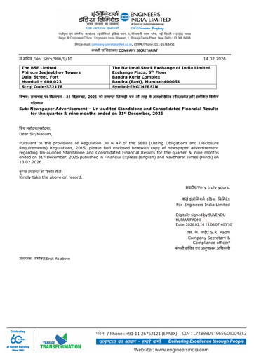 Thumbnail Engineers India
 Quarterly Report 2025-q4