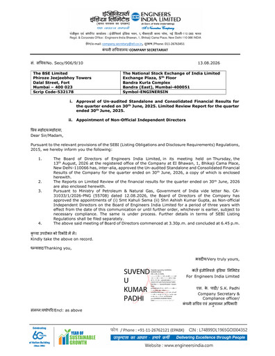 Thumbnail Engineers India
 Quarterly Report 2026-q1