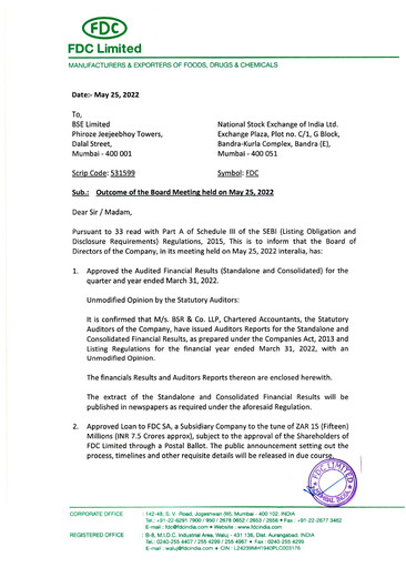 Vorschaubild FDC India Finanzbericht 2021-2022