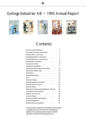Thumbnail Getinge Annual Report 1995