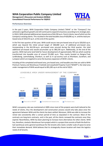 Miniature WHA Corporation Rapport trimestriel 2013-q3