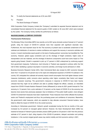 Miniature WHA Corporation Rapport trimestriel 2021-q2