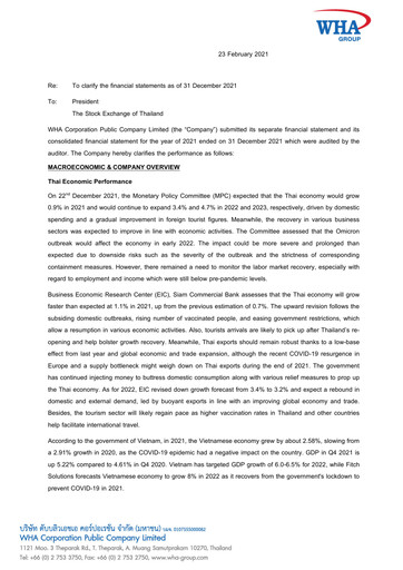 Miniature WHA Corporation Rapport trimestriel 2021-q4
