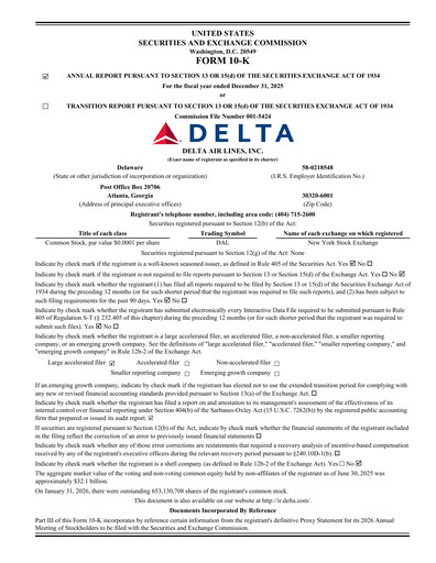 Thumbnail Delta Air Lines Annual Report 2025
