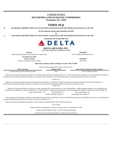 Miniature Delta Air Lines Rapport trimestriel 2025-q3